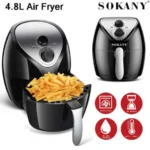 Sokany Air Fryer, 4.8 Liters, Black - HB-8009